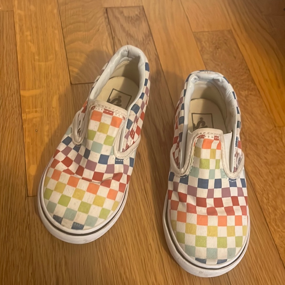 Vans Rainbow Checkerboard Slip On Sneakers